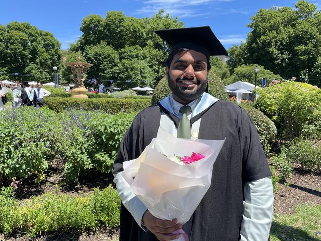 Harsh Nathani graduated with a Master in Economics at the 2024 University of Melbourne graduations. Picture: Himangi Singh