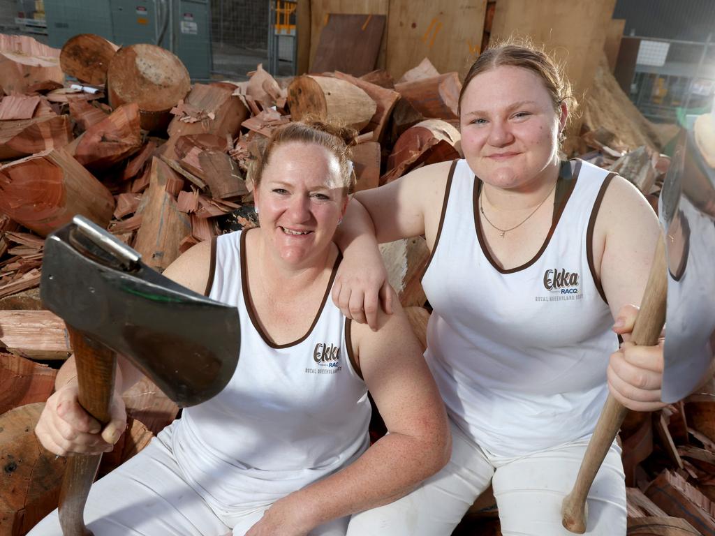 Renee Retschlag with daughter Millie Retschlag from Kilcoy competing together at the Ekka. Picture: Steve Pohlner