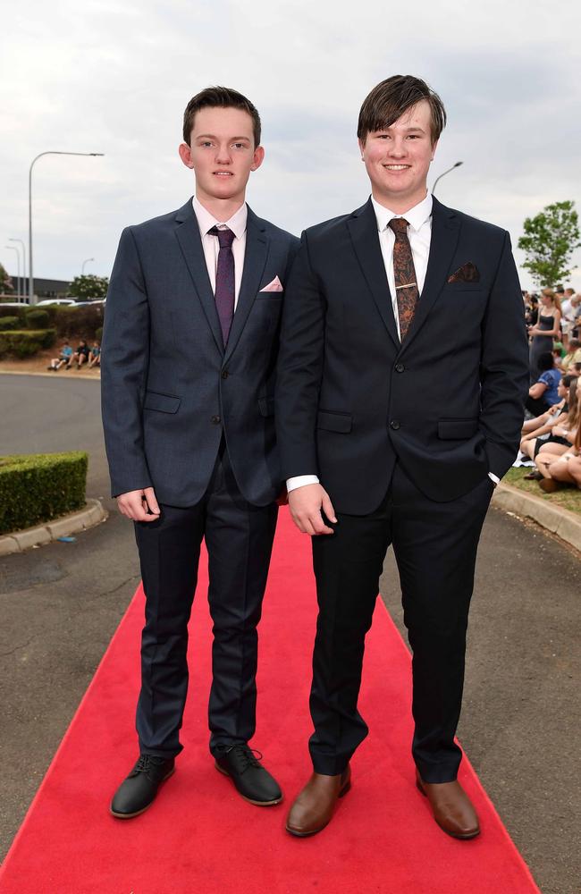 Connor McDougall and Finn Adam at Highfields State Secondary College. Picture: Patrick Woods.