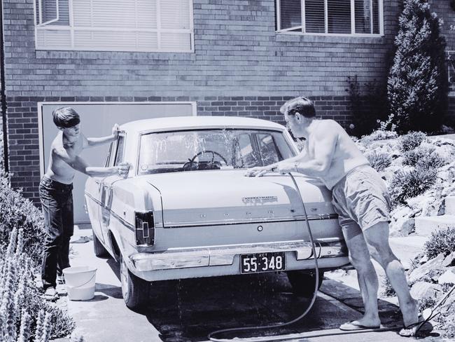 “Washing the car” was mandatory on the weekend in the 1960s. <br/>