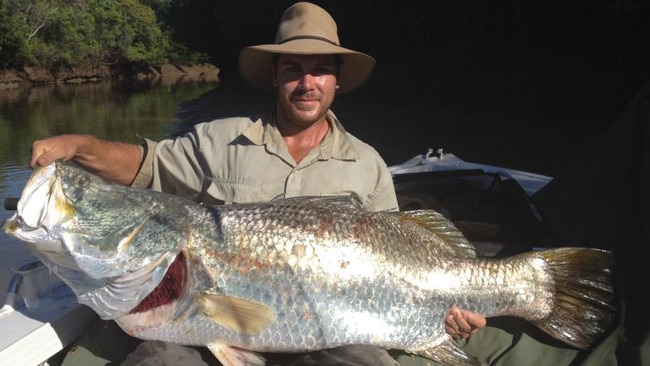 Jason Tull with 135cm barra caught at Roper River, one of the spots AFANT is proposing a commercial fishing weight quota. Picture: Supplied