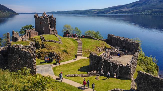 Urquhart Castle overlooking Loch Ness, Scotland.