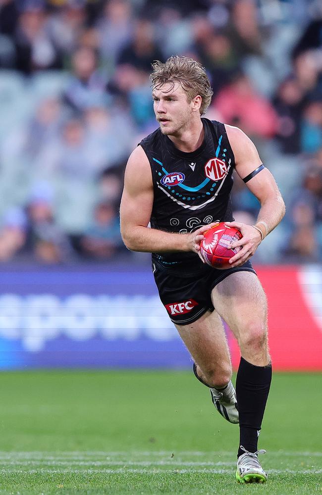 Jason Horne-Francis was one of the few Power players to stand up in the opening half. Picture: Sarah Reed/AFL Photos via Getty Images)