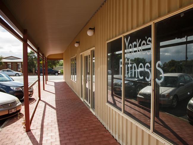 Cassie Sainsbury's closed gym, Yorke's Fitness, in York Peninsula west of Adelaide. Picture: James Elsby