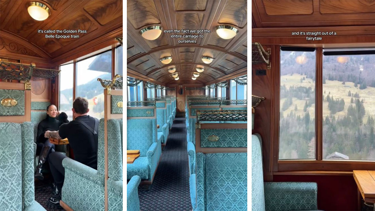 <h2>8. Golden Pass Belle Epoque Train, Switzerland</h2><p>Railway romance personified (or should that be train-ified?), the <a href="https://journey.mob.ch/en/stories/belle-epoque" target="_blank" rel="noopener">GoldenPass Belle Epoque Train</a> is a 5.5-hour scenic trip on various trains between Lucerne and Montreux. It's all about the luxurious interior, but the views are amazing too.</p><p>Average journey time: 5.5 hours</p><p>Price: From A $130</p><p><em>Pictures: <a href="https://www.tiktok.com/@havanattan" target="_blank" rel="noopener">@havanattan</a></em></p>