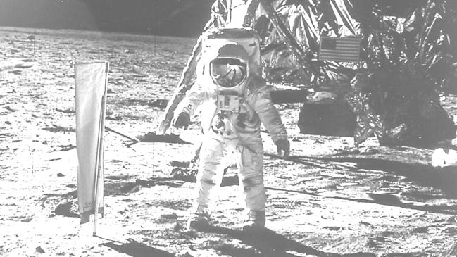 Houston’s live feed of Neil Armstrong walking on the moon on July 20, 1969.