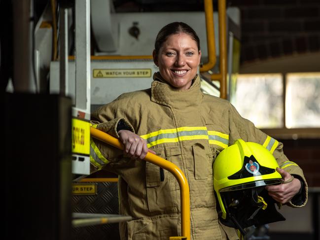 Camilla Montague works her first shifts at Glebe Fire Station after being chosen as one of 6500 who applied in NSW. Image: Monique Harmer