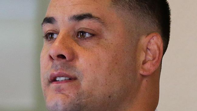 SYDNEY, AUSTRALIA - NewsWire Photos MARCH 16, 2021: Jarryd Hayne NRL player facing accusations he forced himself on a woman in Newcastle, injuring her arrives at the Downing Centre Local Court with his partner Amelia Bonnici today in Sydney, Australia. Picture: NCA NewsWire / Gaye Gerard