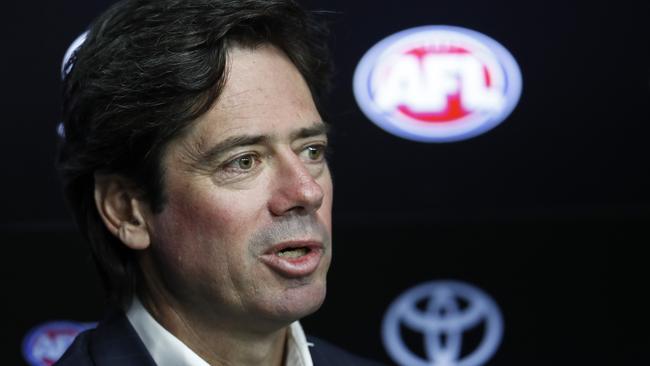 AFL boss Gillon McLachlan has promised clubs will be provided with a return-to-play plan by the end of the month. Picture: Getty Images