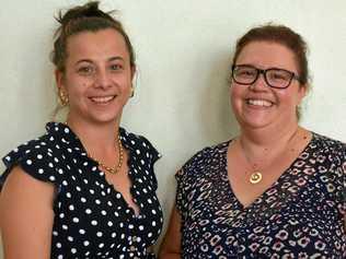 HOSTS: Jess Simpkins and Jodie Black, from Kumbia Kindy, hosted this year's South Burnett International Women's Day Luncheon at the Kingaroy Town Hall. Picture: Madeline Grace