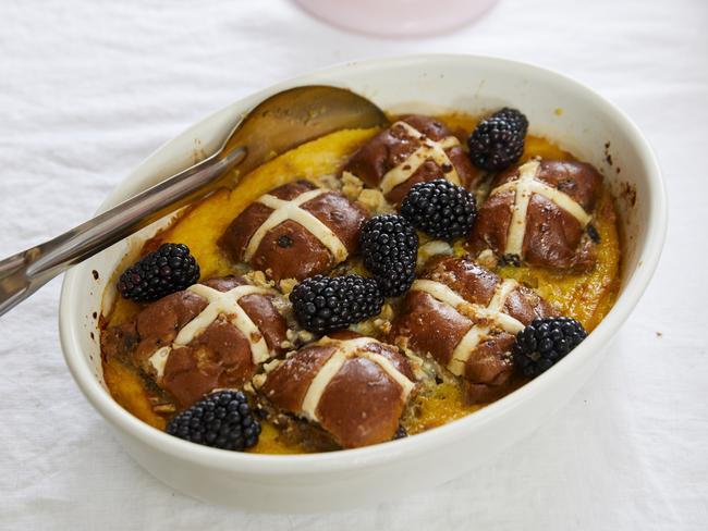 Michelle Cranston’s Hot Cross Custard Pudding. Picture: Supplied