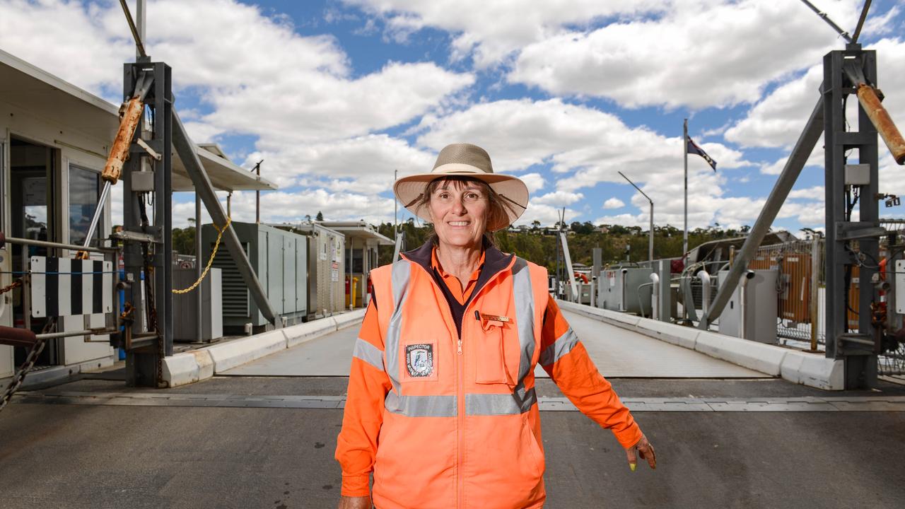 Faye Horstmann has been a ferry operator for River Murray Ferry Service for 17 years, operating the ferry at Mannum. Picture: Brenton Edwards