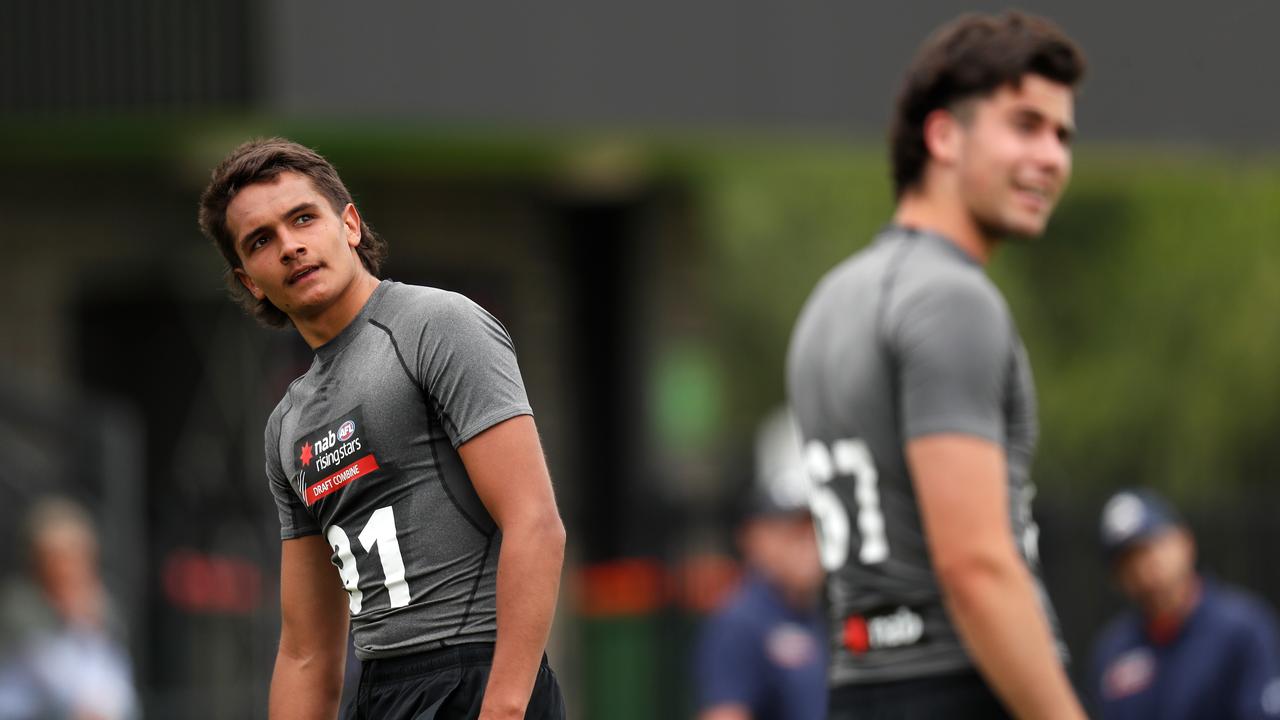 Ugle-Hagan, left, at the AFL Draft Victoria Training Day last week. Picture: Michael Willson/AFL Photos