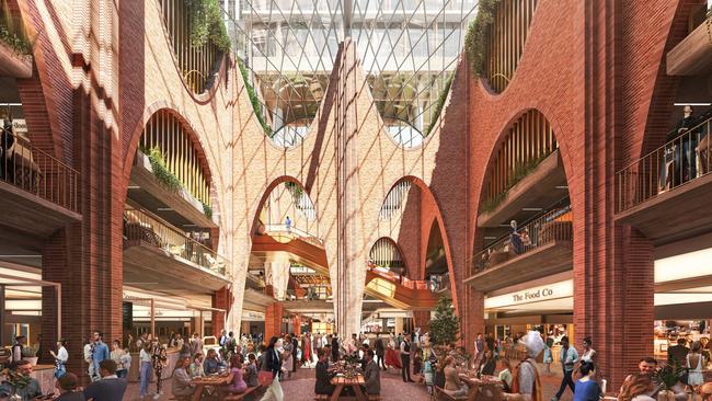 The central atrium in the redevelopment, which will become known as Market Square. Picture: Woods Bagot