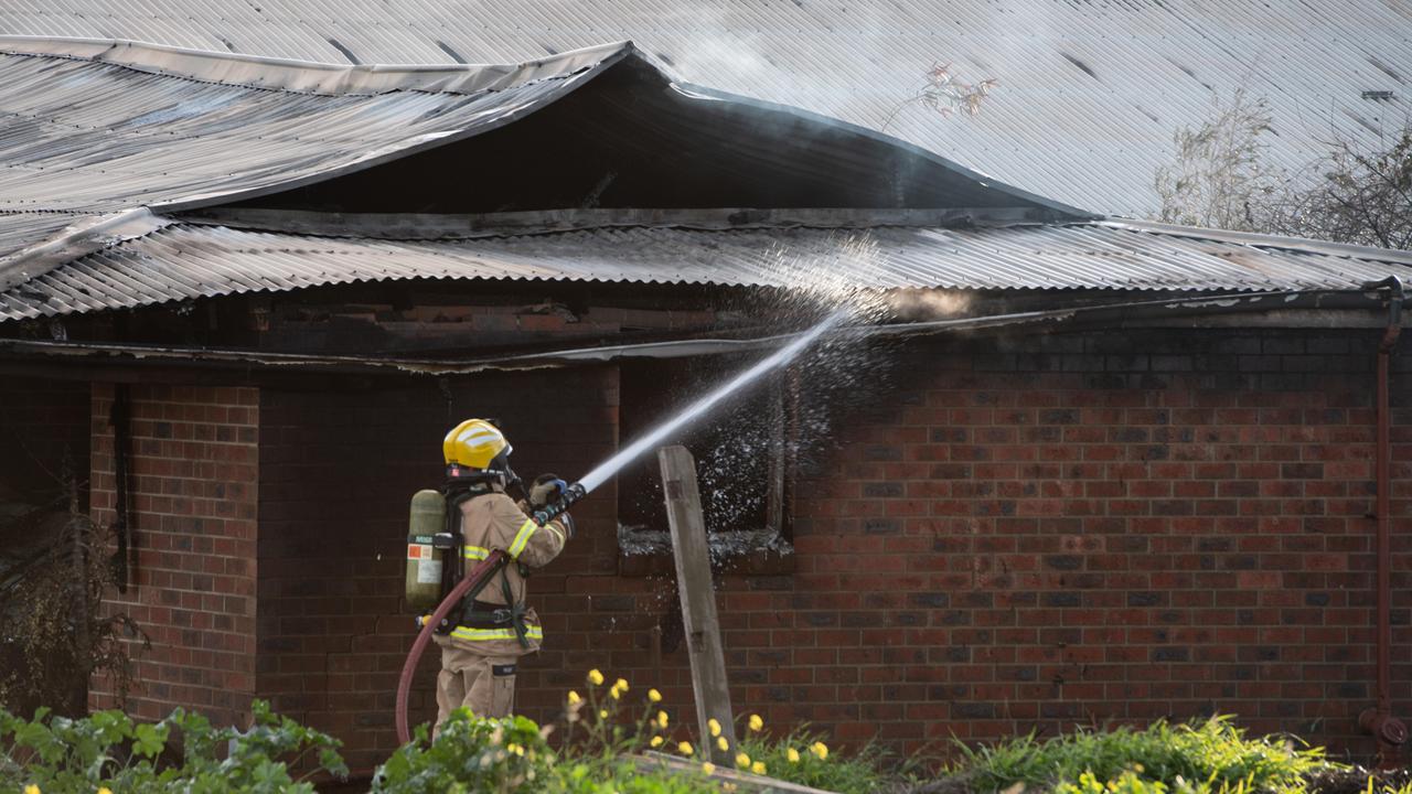 Crews battling a house fire on Greyjoy Rd, Charlemont. Picture: Brad Fleet