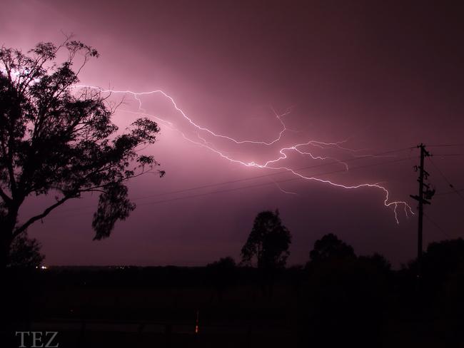 An average lightning bolts carry a current of 10,000 to 30,000 amps. An average radiator draws ten amps. Picture: Terry West.