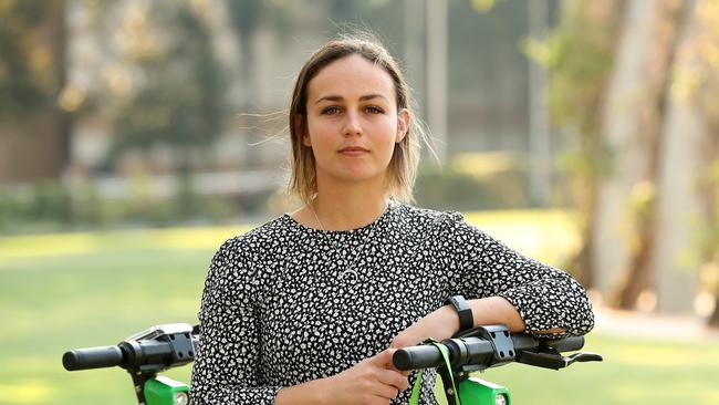 Jessica Jordan suffered a dental injury after a Lime scooter rider crashed into her. Lime won't hand over the details of the rider. Picture: Liam Kidston