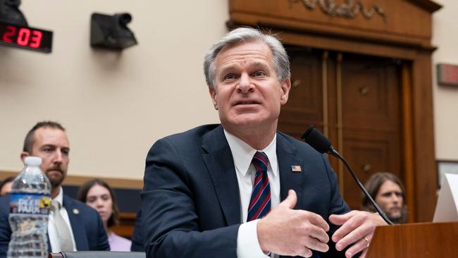 FBI Director Christopher Wray says China poses a massive cyber threat. Picture: AFP.