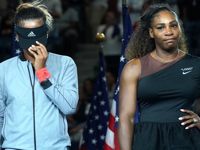 Naomi Osaka and Serena Williams at the US Open. Picture: AFP