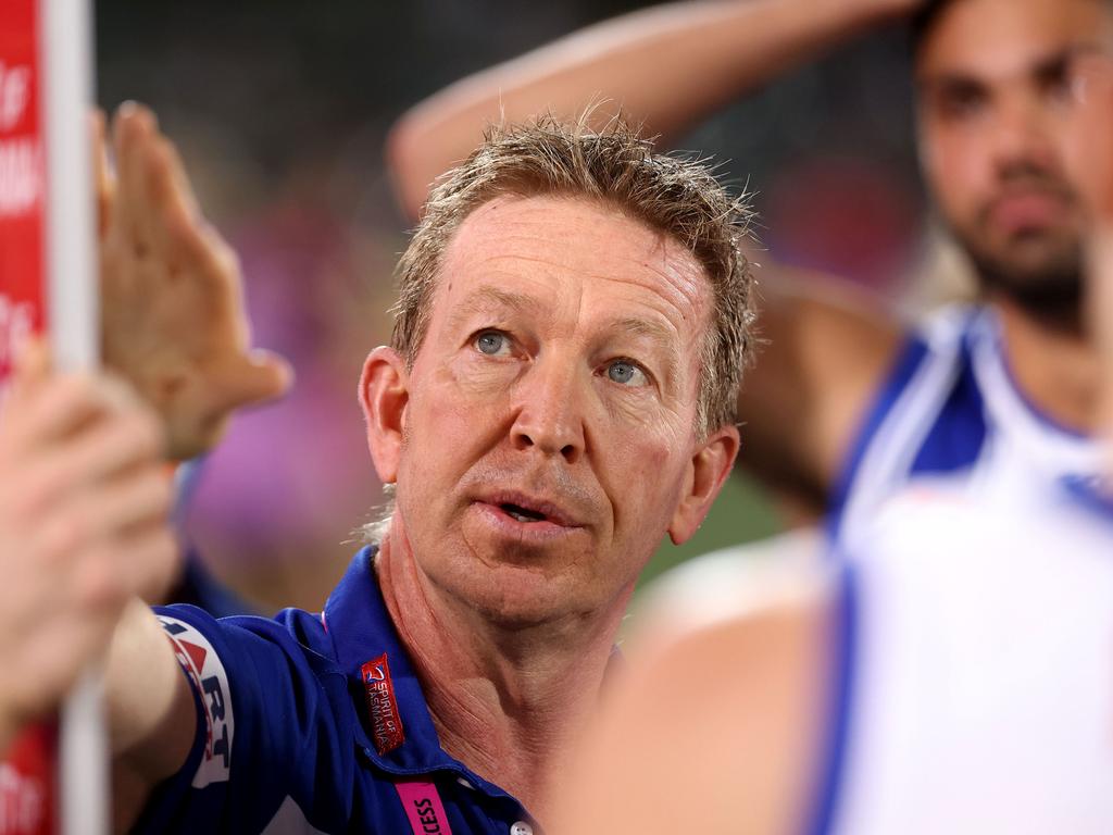 Noble began coaching the Kangaroos at the beginning of the season. (Photo by James Elsby/AFL Photos via Getty Images)