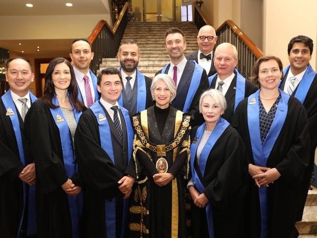 Simon Zou, Mary Couros, Alex Hyde, Lord Mayor Sandy Verschoor, Anne Moran, Helen Donovan Back Arman Abrahimzadeh, Housman Abiad, Robert Simms, Franz Knoll, Jessy Khera and Phillip Martin. Picture: AAP/Russell Millard