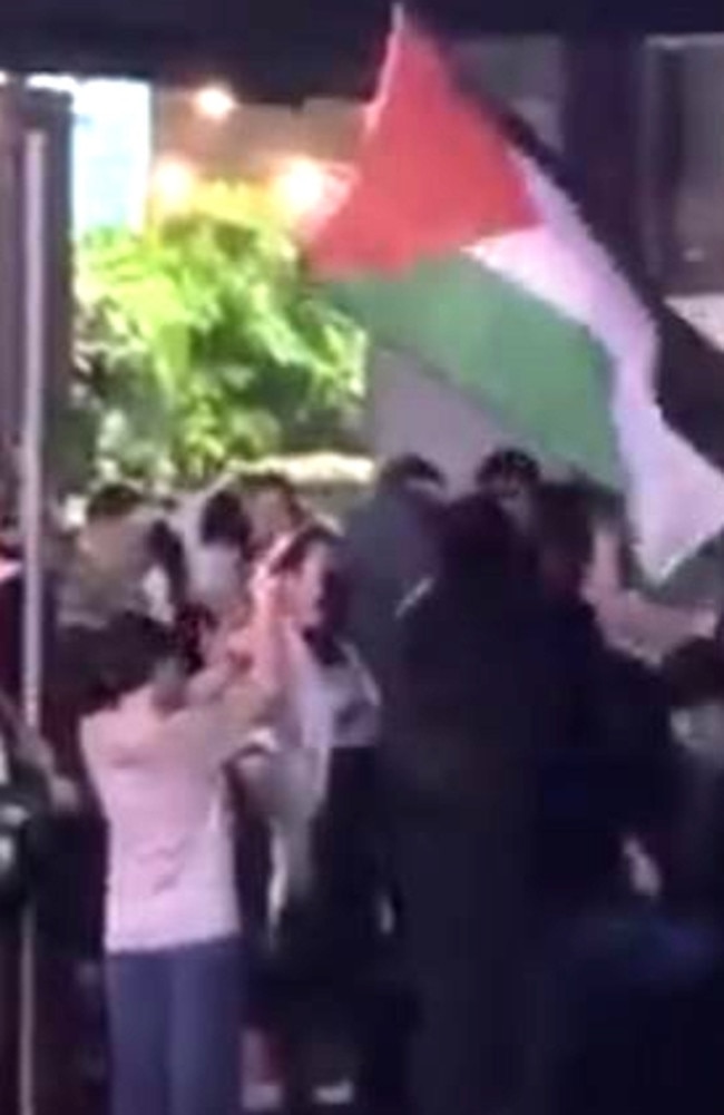 Pro Palestine protesters protesting a Jewish community event at the Wickham Hotel in Fortitude Valley on Saturday night Picture Supplied
