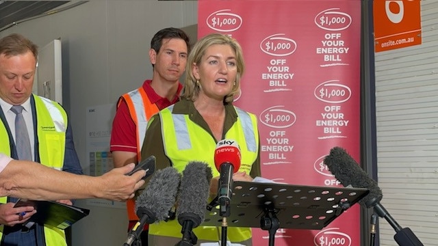 Health Minister Shannon Fentiman talks to media at the site of the new Bundaberg Hospital. Picture: Lexa Smith