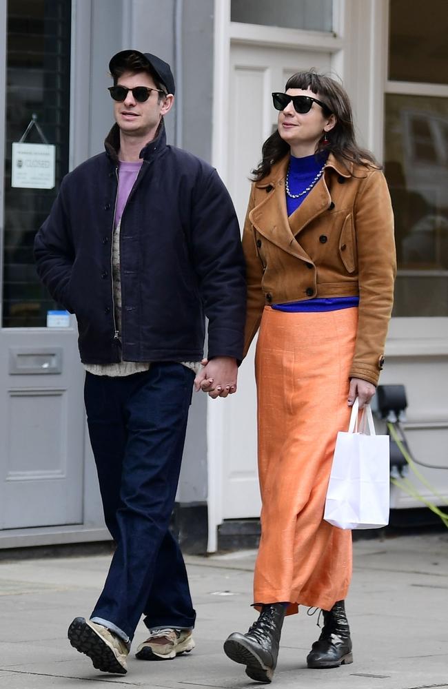 Andrew Garfield and Dr. Kate Tomas were all smiles when enjoying the sights of Primrose Hill in North London in April this year. Picture: BACKGRID