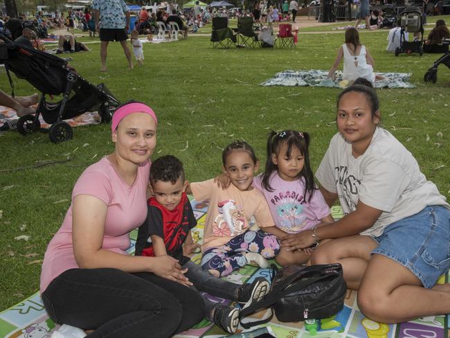 Stacey Abbas, Priscilla Leong, Zuhayr Abbas, Aaliyah Abbas, Maia Leong at the 2024 Mildura Christmas Carols. Picture: Noel Fisher