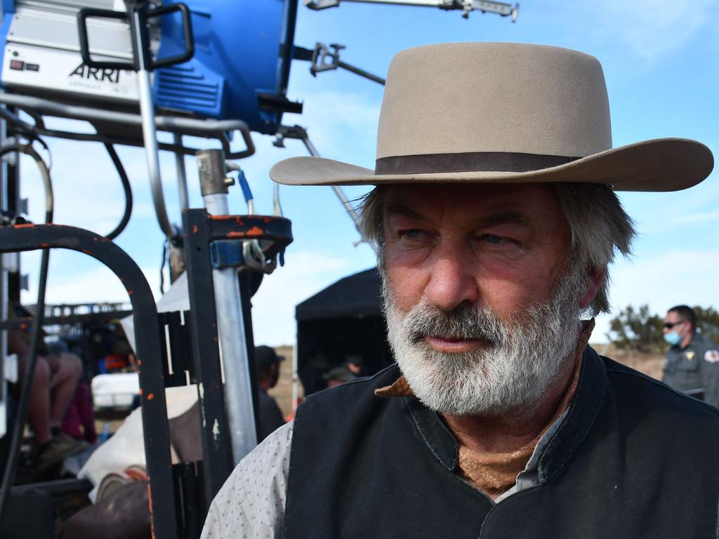 Alec Baldwin on the set of Rust. Picture: AFP