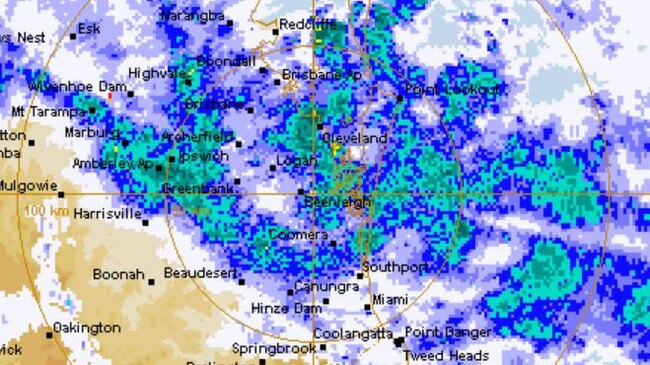 Heavy rain is hammering South East Queensland. Picture: BOM