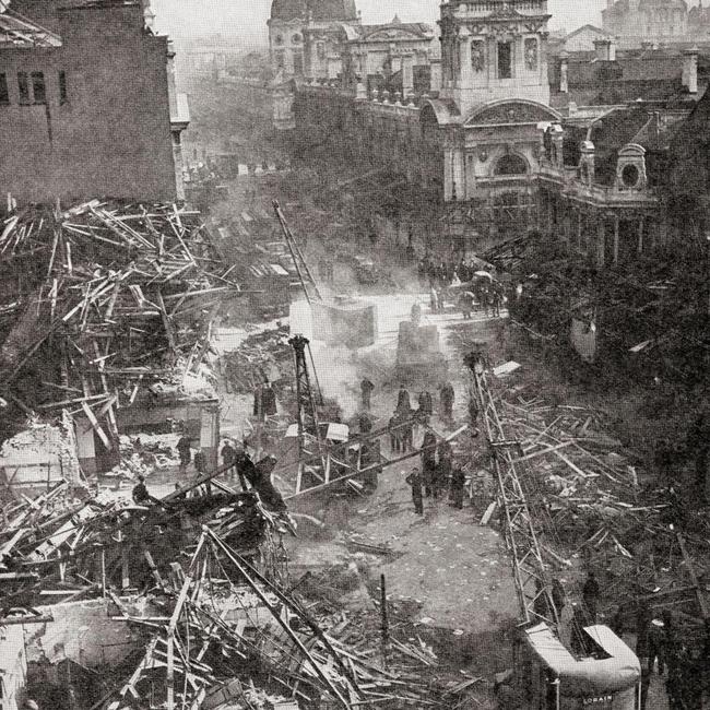 The ruins of Smithfield Market, London, where one of the last V2 rockets fell in 1945 killing 110 people and injuring 123. Picture: Alamy