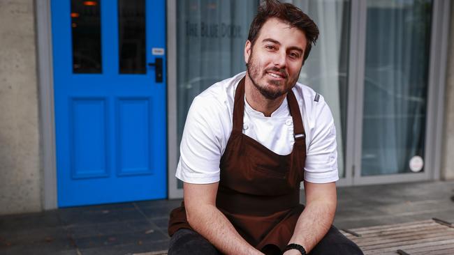 Chef Dylan Cashman at his new restaurant The Blue Door, in Surry Hills. It only seats 24 people and is all about sustainable produce. Picture: Justin Lloyd.