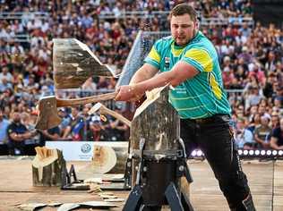 A CUT ABOVE: Blackbutt's Mitch Argent competes during the Stihl TIMBERSPORTS Champions Trophy in Marseille, France. Picture: Andreas Langreiter