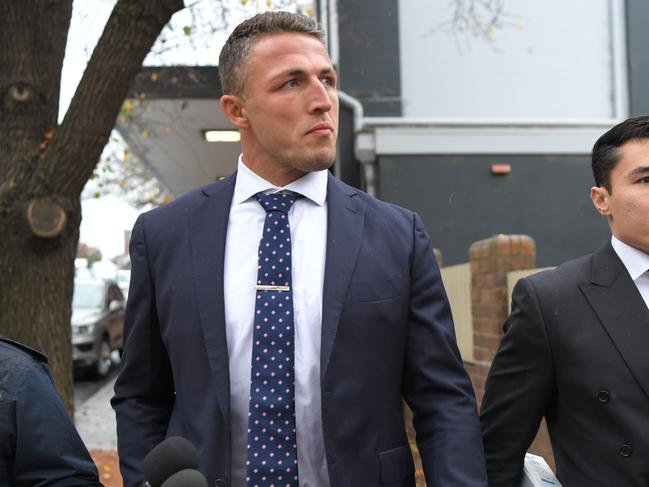 Retired NRL star Sam Burgess appeared in court last year after being charged with driving with cocaine in his system on a suspended licence. Picture: NCA NewsWire