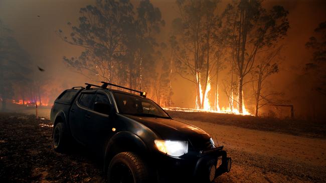 A man’s body has been found on burnt out bushland. Picture: Nathan Edwards