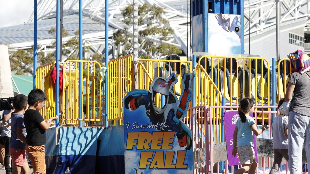 The Free Fall ride which was closed after a child was left unrestrained on Sunday. Picture: Jonathan Ng / The Daily Telegraph