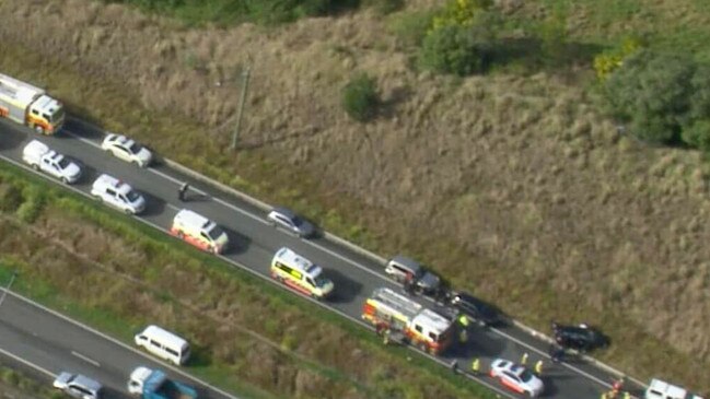 The accident stretched across 100 metres on Bringelly Road at Leppington. Picture: NSW Ambulance