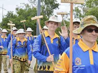 NEARLY THERE: Army Cadets arrive in Ipswich as part of the commemmoration of the March of the Dungarees. Picture: Inga Williams