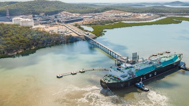 A Santos LNG tanker is loaded at Gladstone in Queensland.