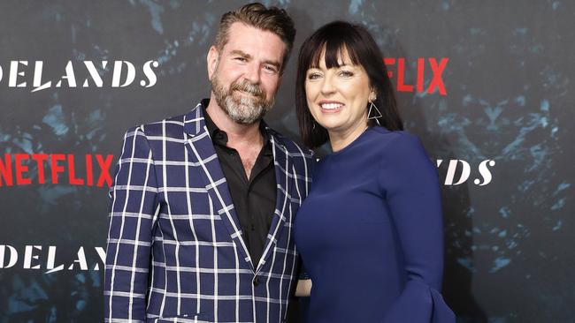 Nathan Mayfield and Tracey Robertson, Founders of Hoodlum Entertainment, attended the world premiere of their Netflix series Tidelands at GOMA in Brisbane. (AAP Image/Josh Woning)