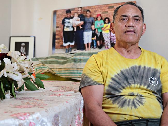 Sauaga Mote "father of Stephen Mote who passed away yesterday at Woonona beach as he tried to save his children" at his home in Claymore on the 22nd of November. Picture: Adam Yip