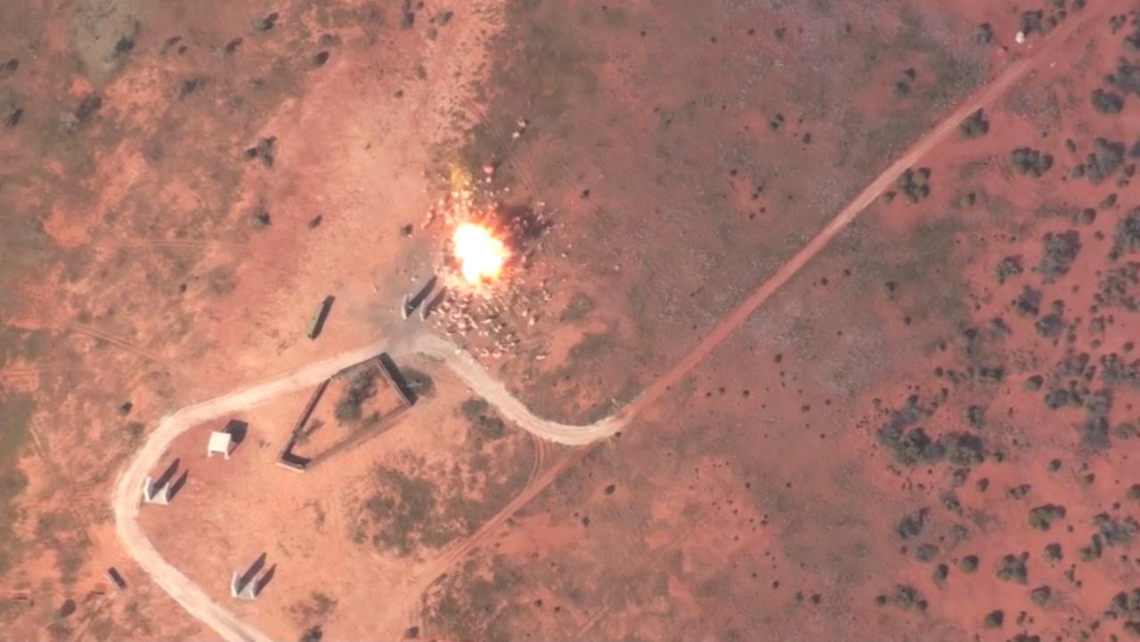 The AGM-154C Joint Standoff Weapon guided missile impacting a target during firing at the Woomera Test Range.