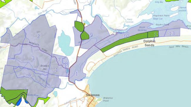 The proposed area for a $100 million eco-resort and golf course near Dolphin Sands on Tasmania’s East Coast.