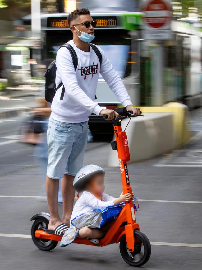 Carrying passengers is illegal for scooters. Picture: Mark Stewart