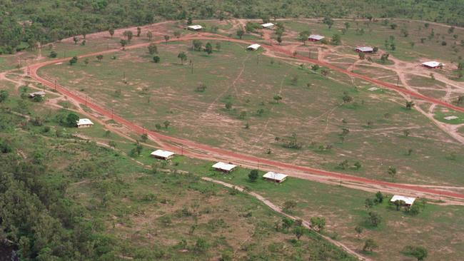 An aerial view of Peppimenarti, a remote community in the West Daly region 320km southwest of Darwin where a man died amid ongoing unrest.