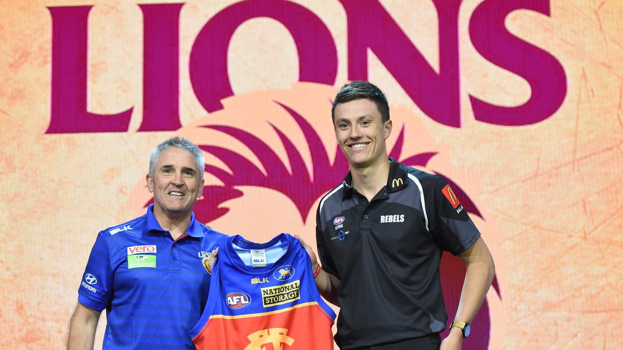 Hugh McCluggage (right) hopes the Lions will handle whatever happens with the AFL investigation that includes coach Chris Fagan. Picture: AAP