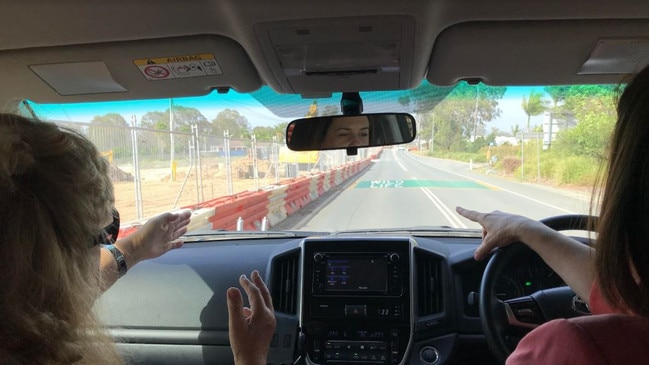 Valerie Edwards discussing the construction and development at Coomera with Deb Frecklington. Photo: Emily Halloran