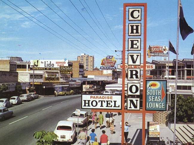 Chevron Hotel sign at Gold Coast Queensland in 1960s. /Queensland