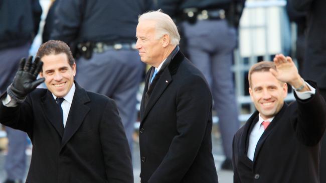 Vice-President Joe Biden and sons Hunter, left, and Beau in 2009. Picture: Getty Images/AFP